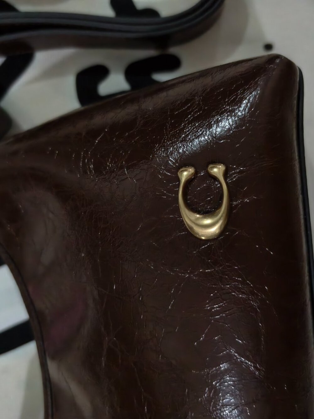 Coach Dark Brown Waxed Leather Chain Shoulder Bag - Picture 3 of 10